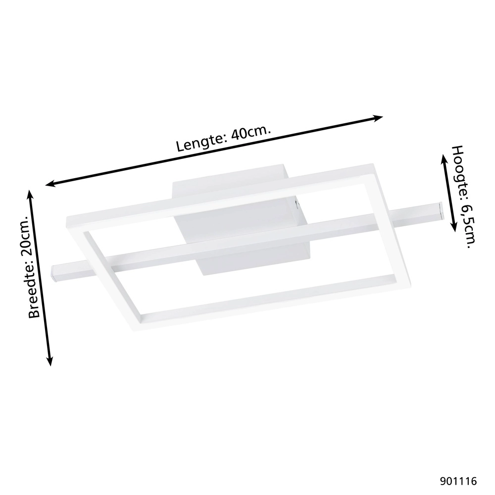 Led plafondlamp Amandolo met afstandsbediening - wit - vierkant Eglo 9008606303946