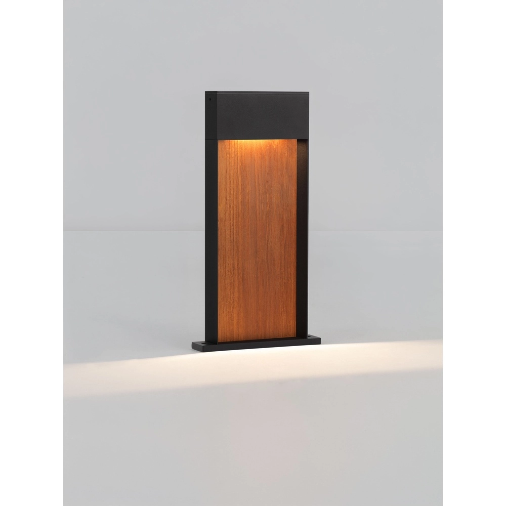 Design tuinlamp Noray zwart met hout 40cm - 2700K Lyora 5212063504318