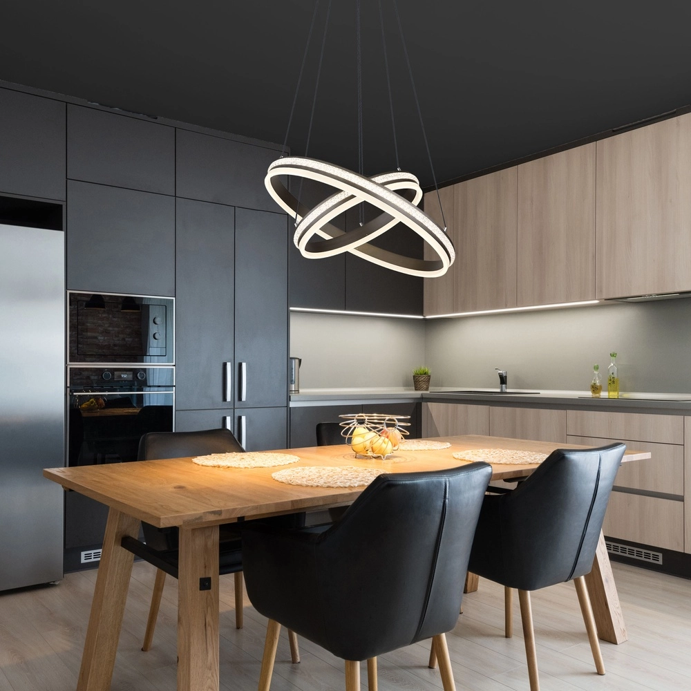 Design hanglamp Grouni 2 ringen titanium geborsteld Globo 9007371454990