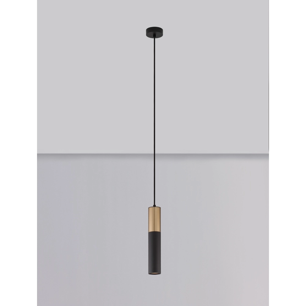 Hanglamp Pongo M enkel 30cm goud met zwart Lyora 5212017430342