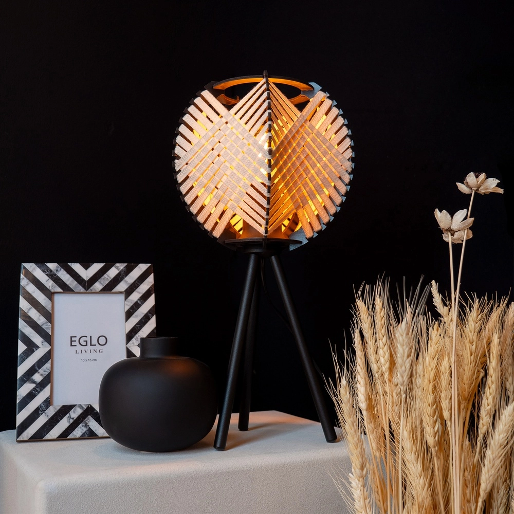 Tafellamp Waverton zwart met crème textiel Eglo 9002759440084