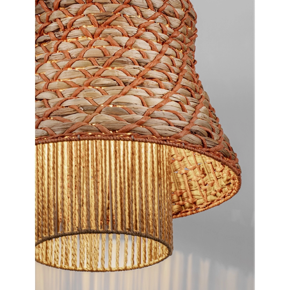 Rotan hanglamp Mande bruin met oranje Lyora 5212017477378