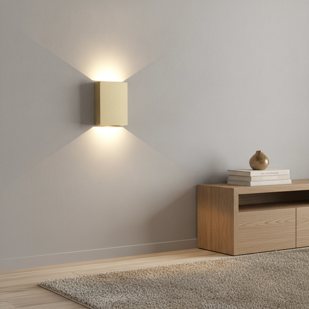 Strakke wandlamp Memphis geborsteld goud