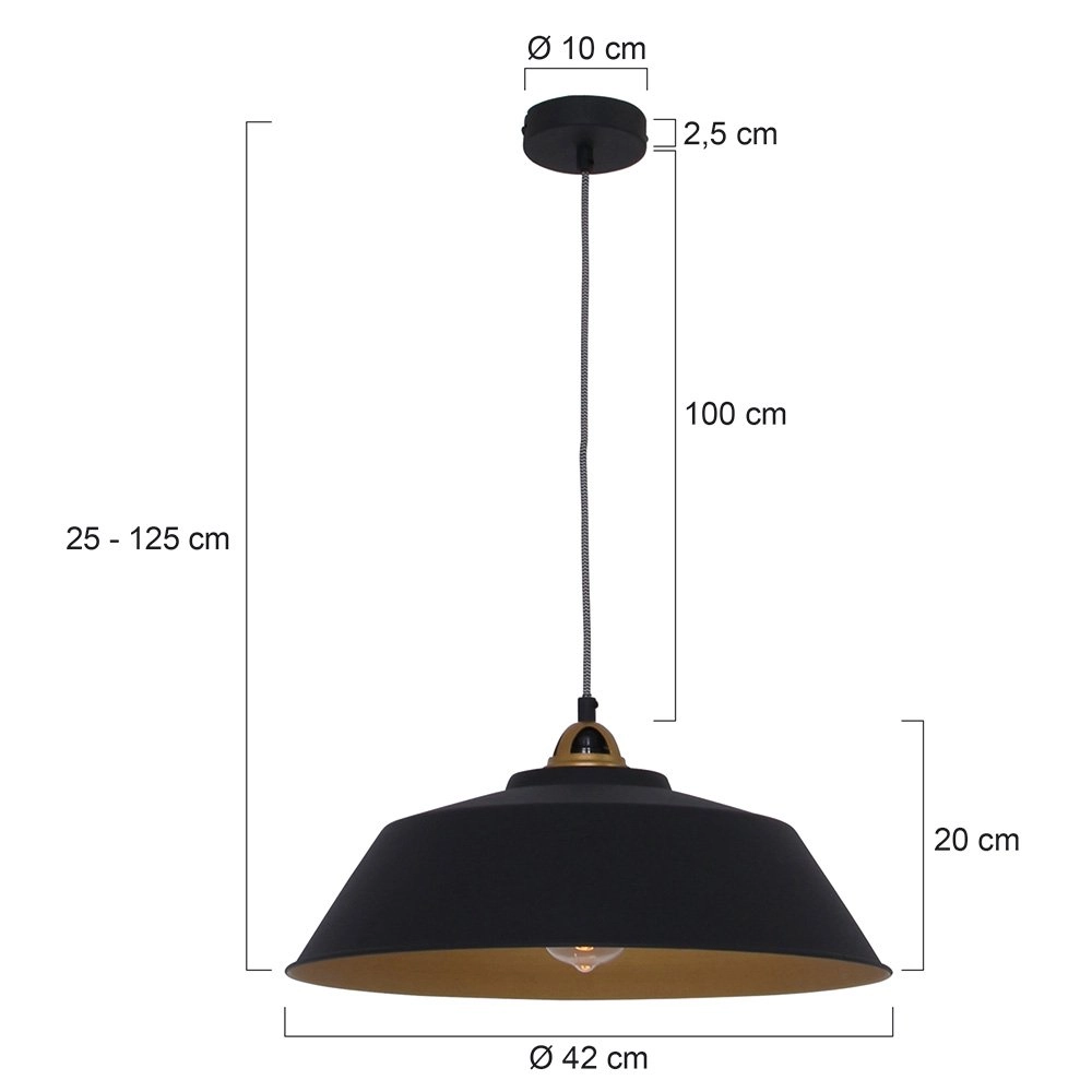 Hanglamp Mexlite zwart met goud Steinhauer 8712746114706