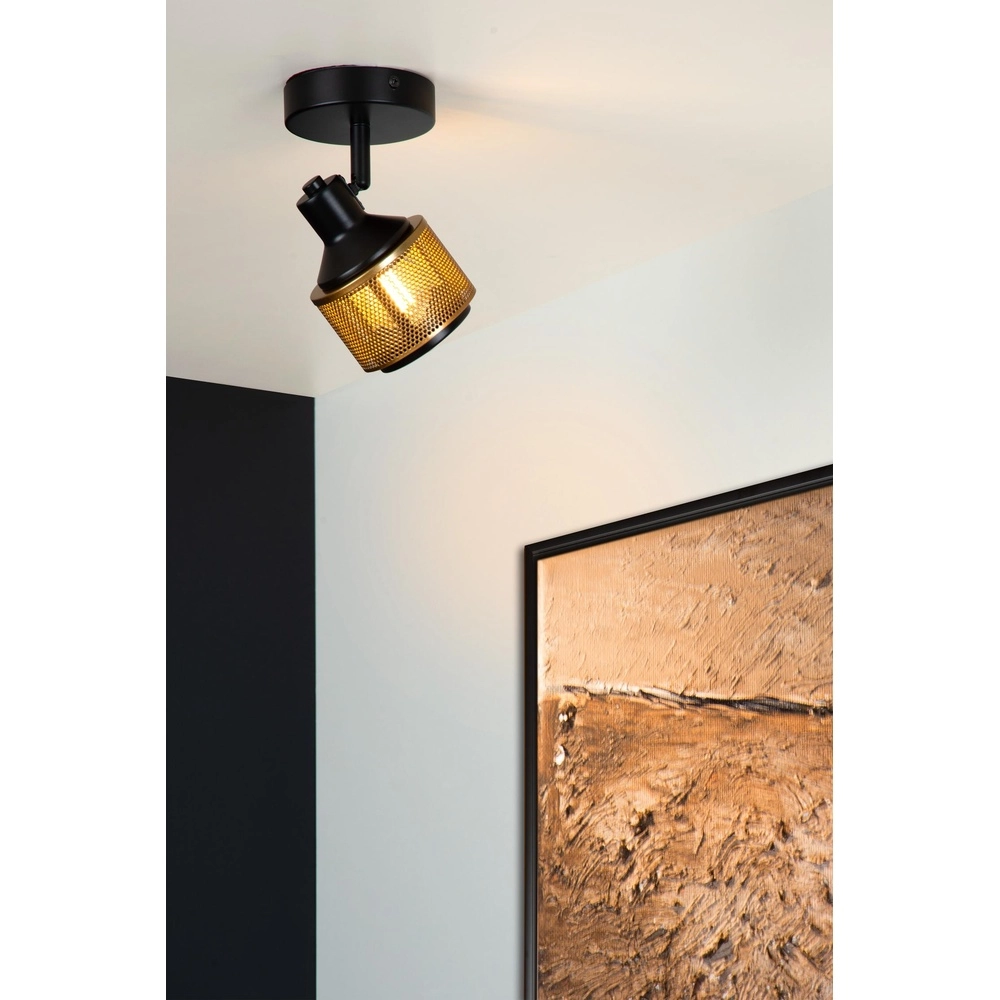 Plafondlamp Rafa zwart met koper Lucide 5411212771285