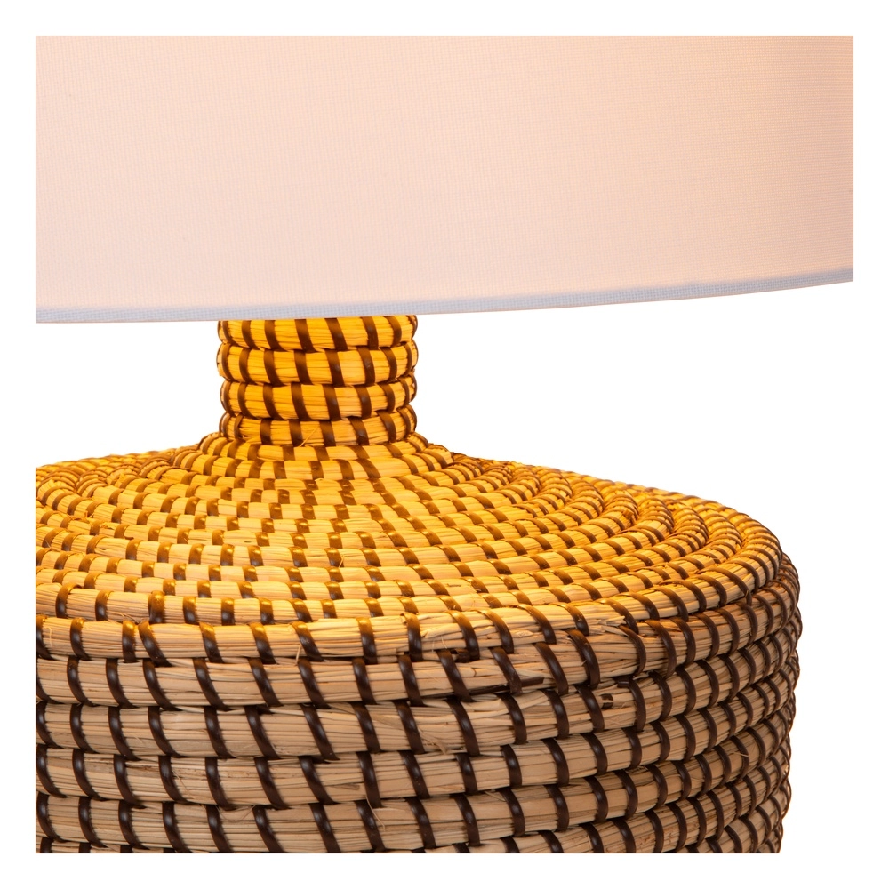 Zeegras schemerlamp Ambala Ø 35cm - bruin met witte kap Premium by Lucide 5411212106100