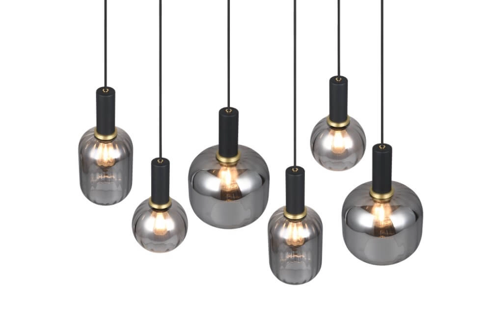 Eetkamer hanglamp Diva 6-lichts - smoke glas Trio 4017807614572