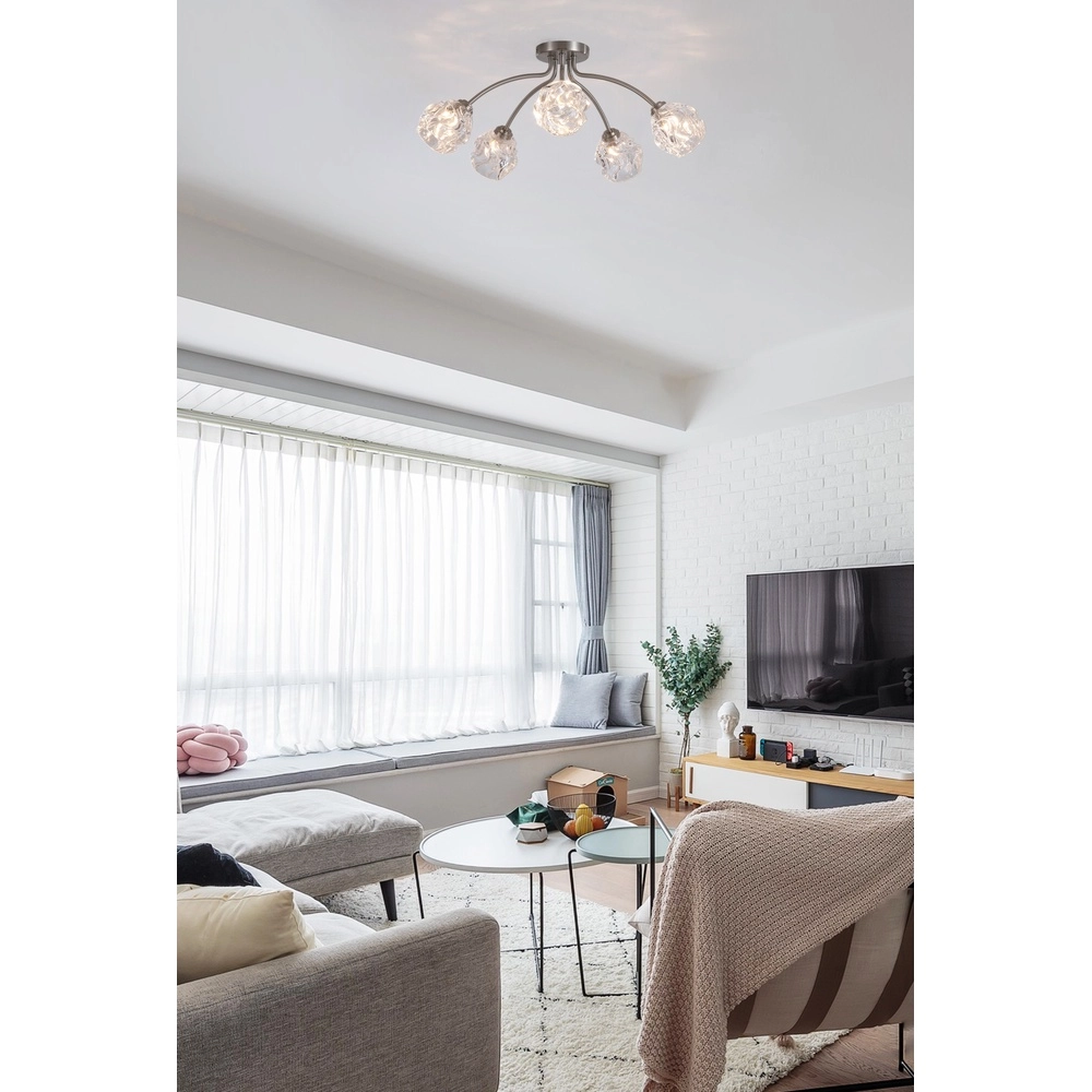 Plafondlamp Astral nikkel 5-lichts Searchlight 5053423304076