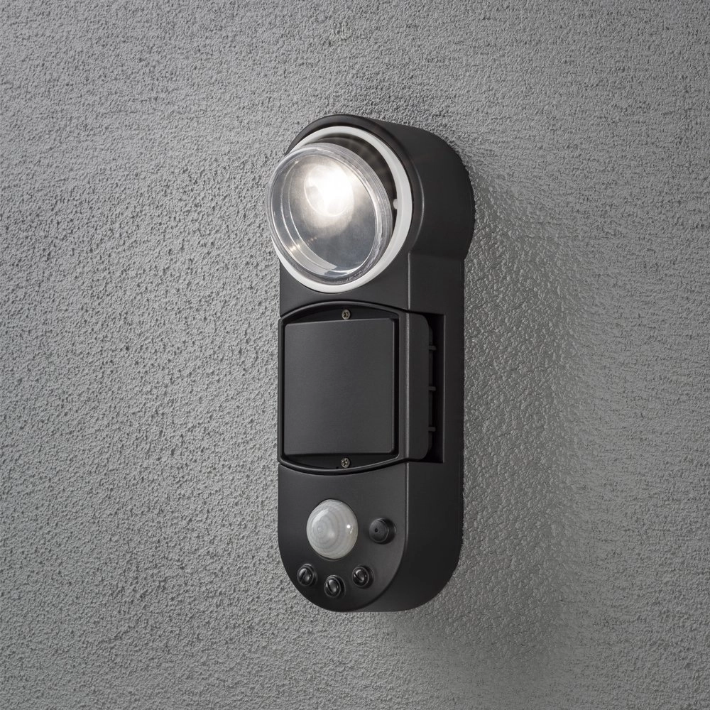 Wandspot Prato 10cm zwart met bewegingssensor KonstSmide 7318307696752