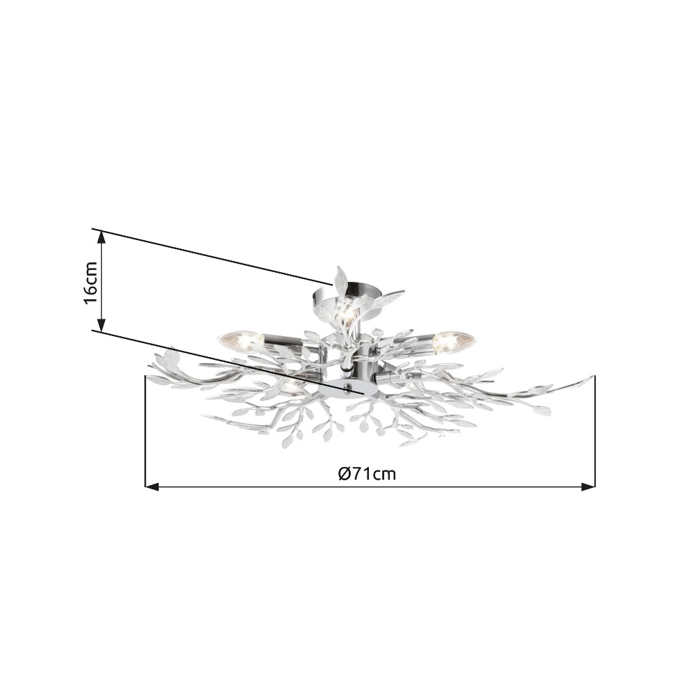 Plafondlamp Flash chroom Ø 71cm Globo 9007371192953