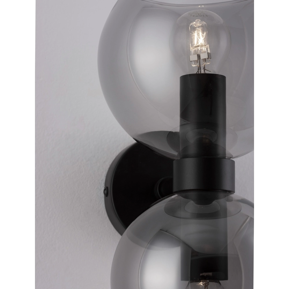Wandlamp Palmer zwart met smoke glas Lyora 5212017430939