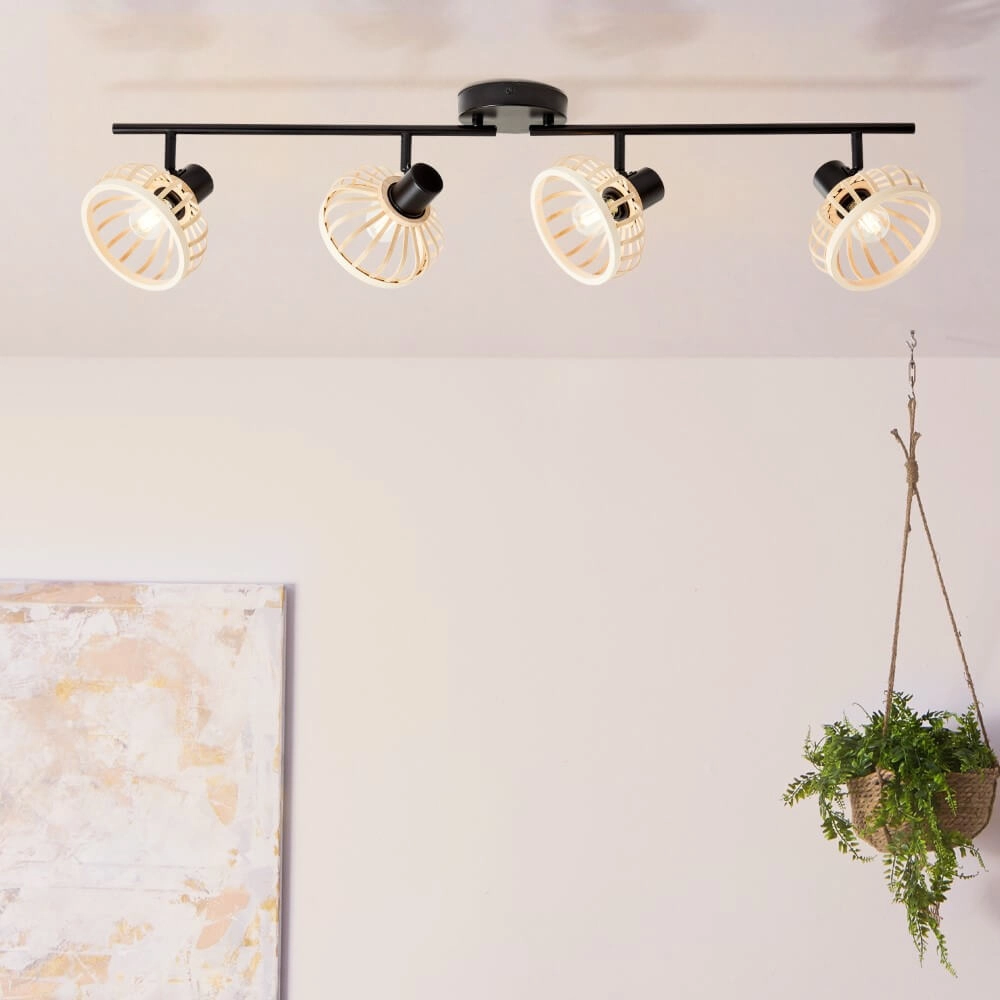 Houten plafondlamp Norah 4-lichts Brilliant 4004353409547