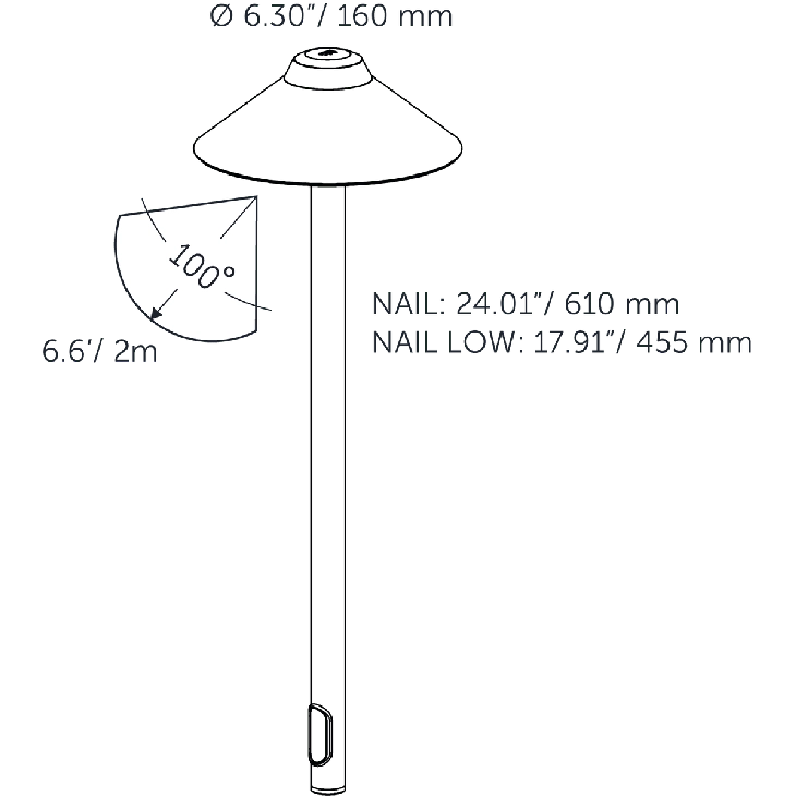 12 volt borderlamp Nail 61cm In-lite 8717051006425