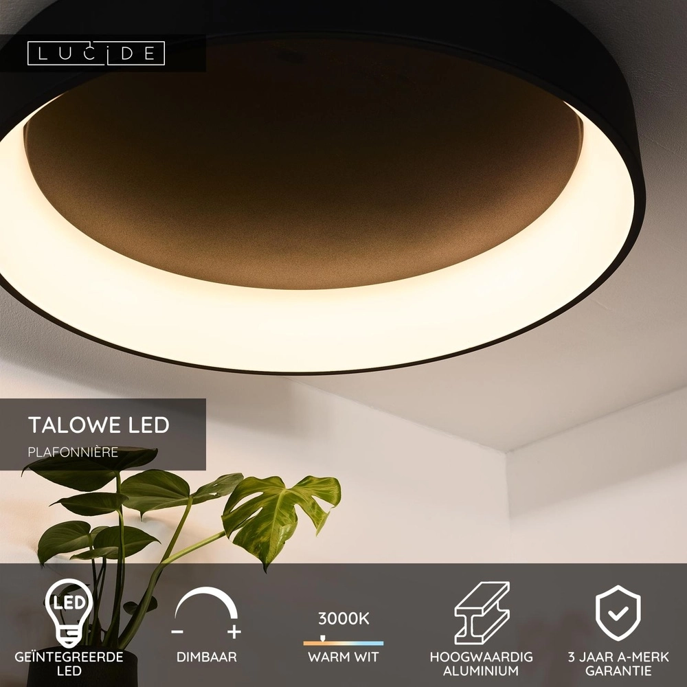 Plafonniere Talowe Led Ø 80cm zwart Lucide 5411212460660
