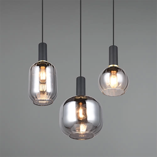 Eetkamer hanglamp Diva 3-lichts - smoke glas Trio 4017807614565