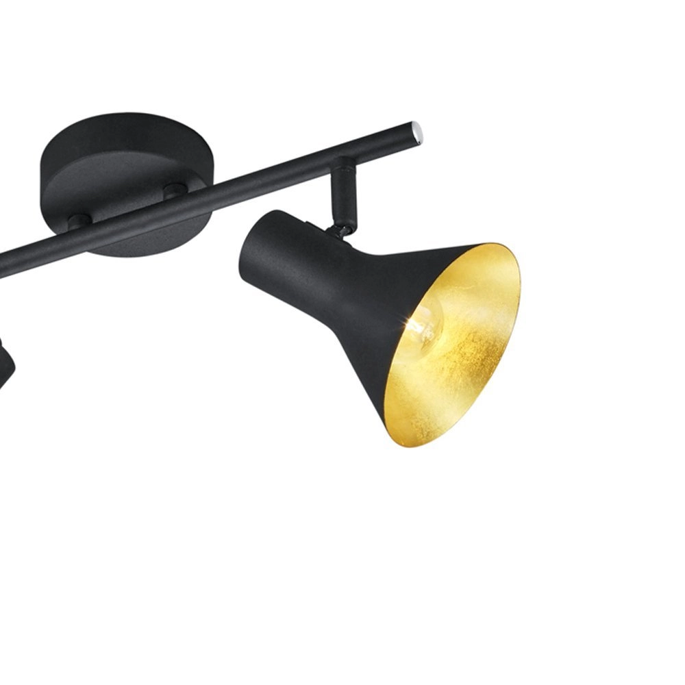 Stoere plafondspot Nina 2-lichts zwart met goud Trio 4017807298864