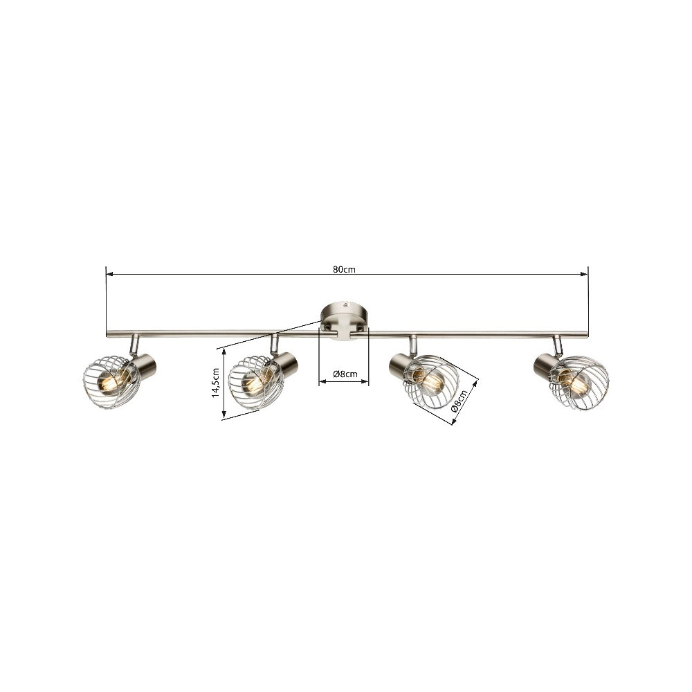Plafondlamp Texas 4-lichts nikkel Globo 9007371365890