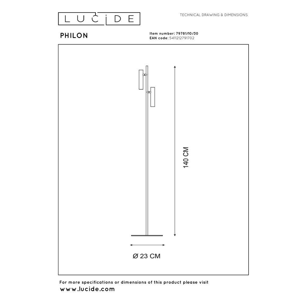Leeslamp Philon dubbel zwart Lucide 5411212791702