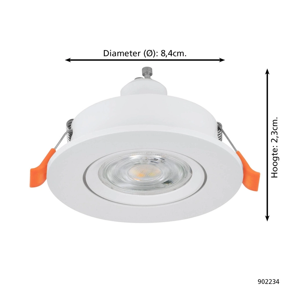 Inbouwspot Barranco wit Ø 8,4cm IP44 - 3000K Eglo 9008606359158