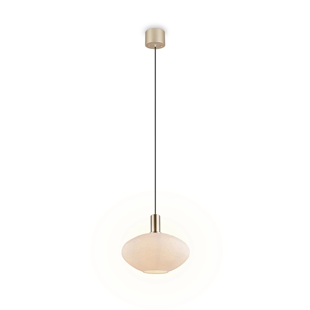 Hanglamp Emelie goud met wit glas