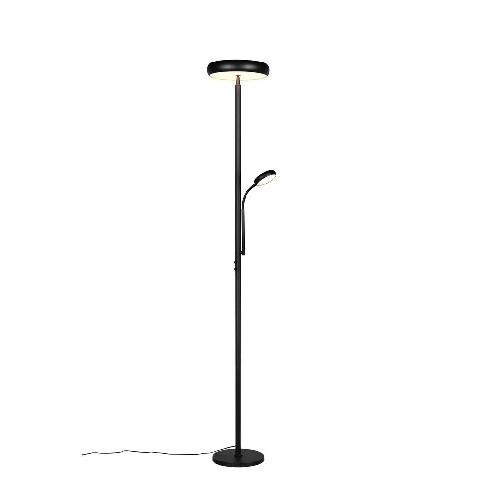Vloerlamp Palermo zwart met leeslamp Vloerlamp Palermo zwart met leeslamp