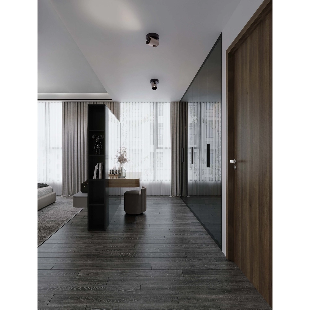 Plafondspotje Sirmos zwart met mokka bruin Lyora 5212017461902