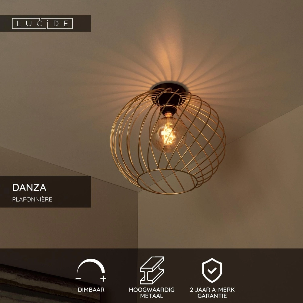 Plafondlamp Danza goud Ø 40cm Lucide 5411212211484