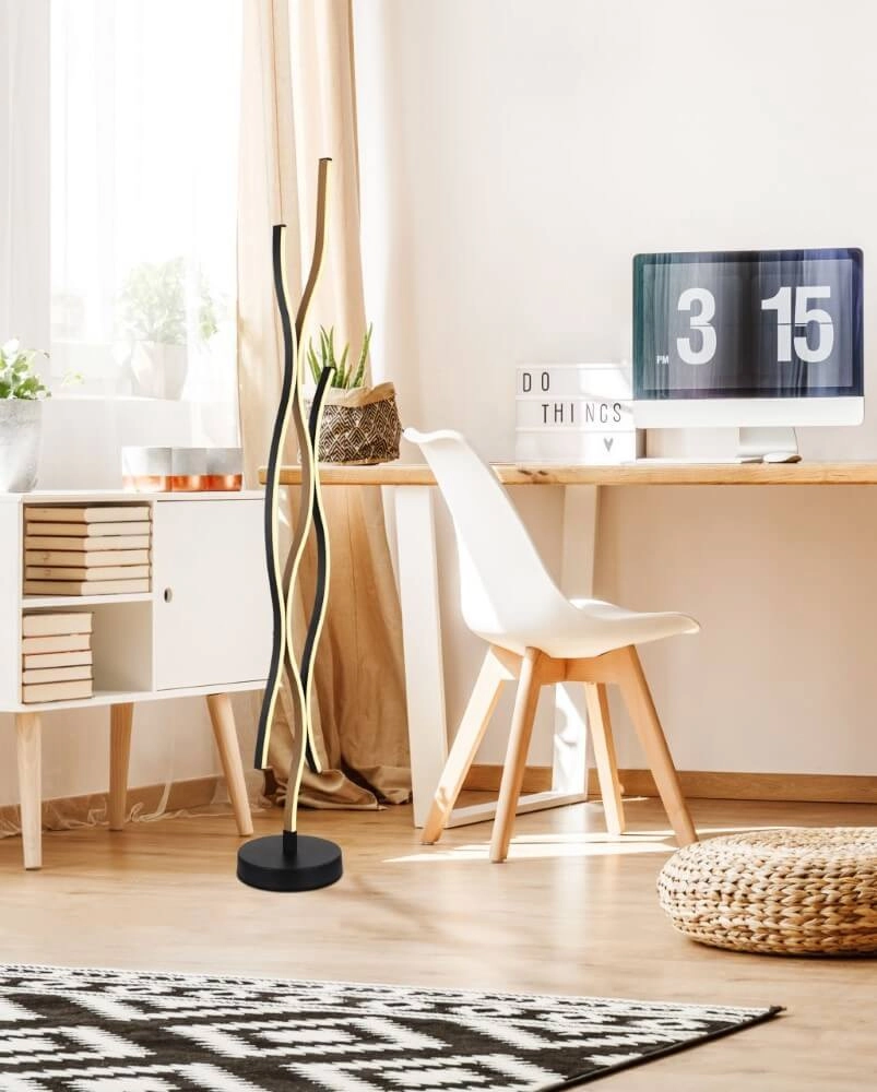 Vloerlamp Geronimo zwart met hout Globo 9007371457045