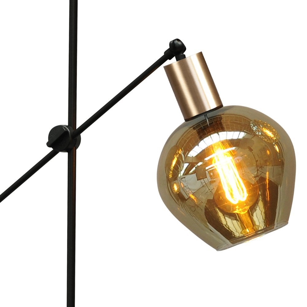 Zwarte vloerlamp Bounty verstelbaar met rond glas Masterlight 8718121246802