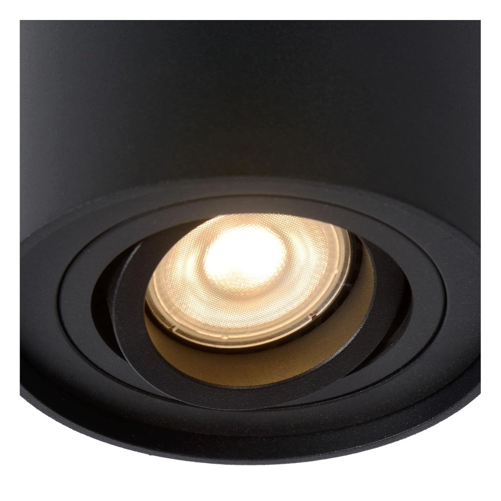 Opbouw plafondspot Tube zwart Ø 9,6cm Lucide 5411212221278