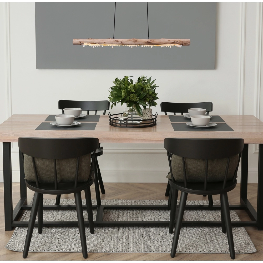 Eettafel hanglamp Felicitas zwart met hout Globo 9007371392889