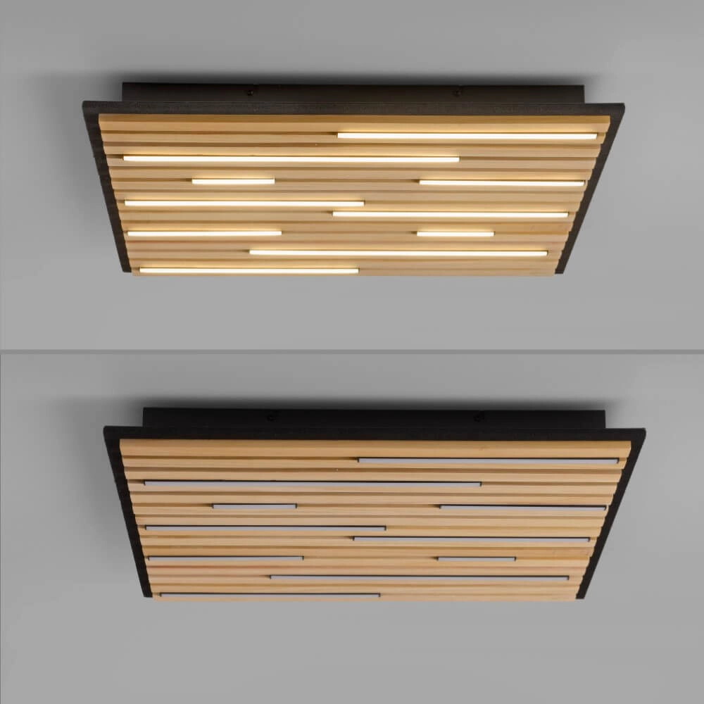 Vierkante plafondlamp Q-Akustik hout Paul Neuhaus 4012248385388