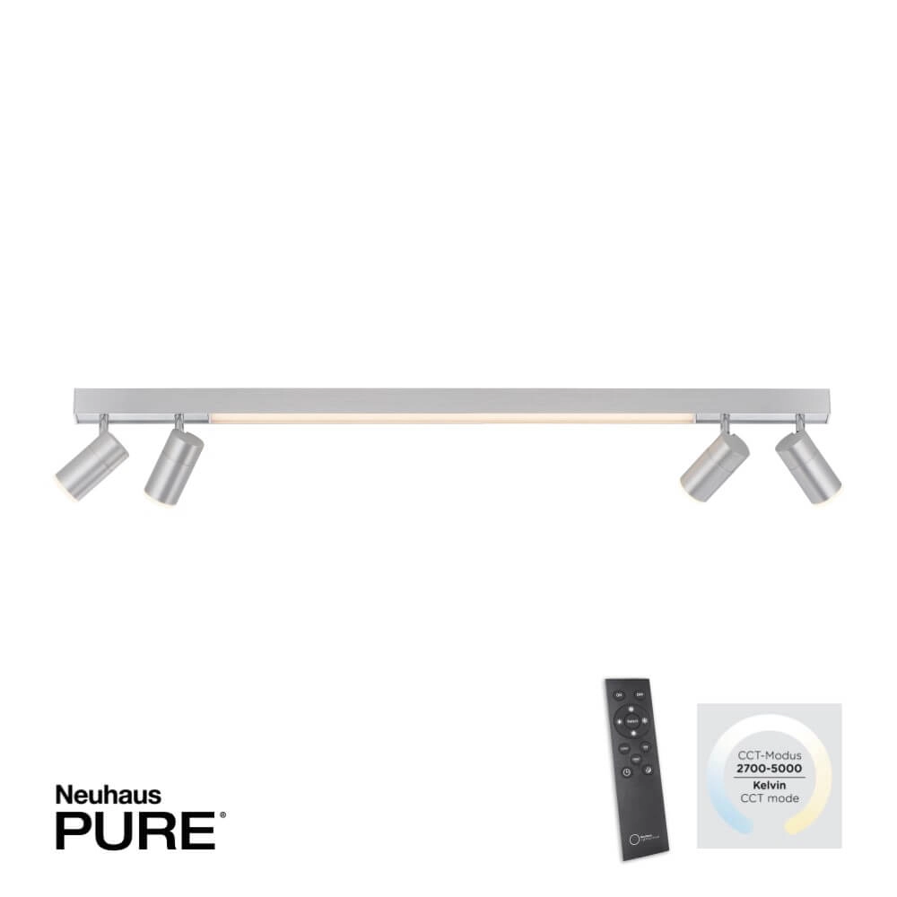 Strakke plafondlamp Pure Lines Spot aluminium Paul Neuhaus 4012248366370
