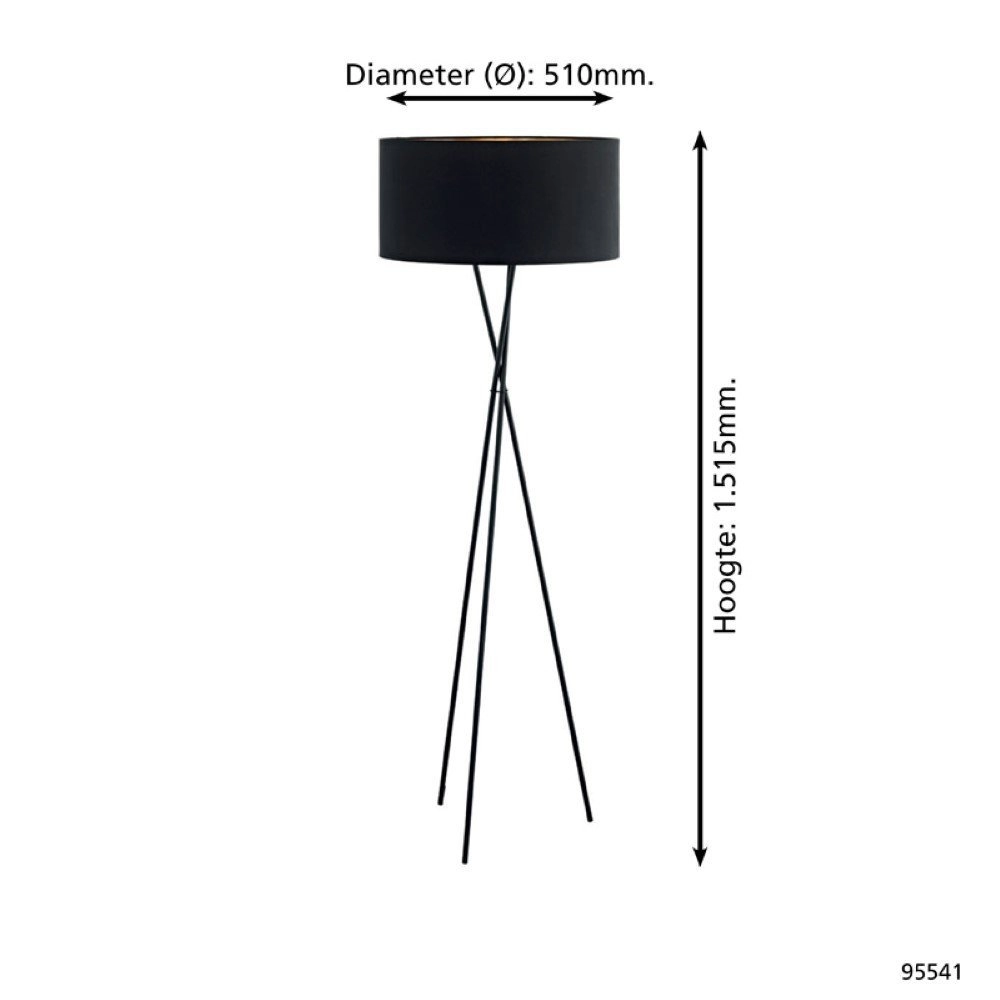 Vloerlamp Fondachelli Tripod zwart met goud Eglo 9002759955410