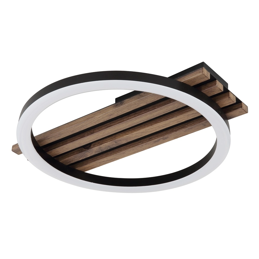 Plafondlamp Tisha enkel zwart met hout Globo 9007371522576
