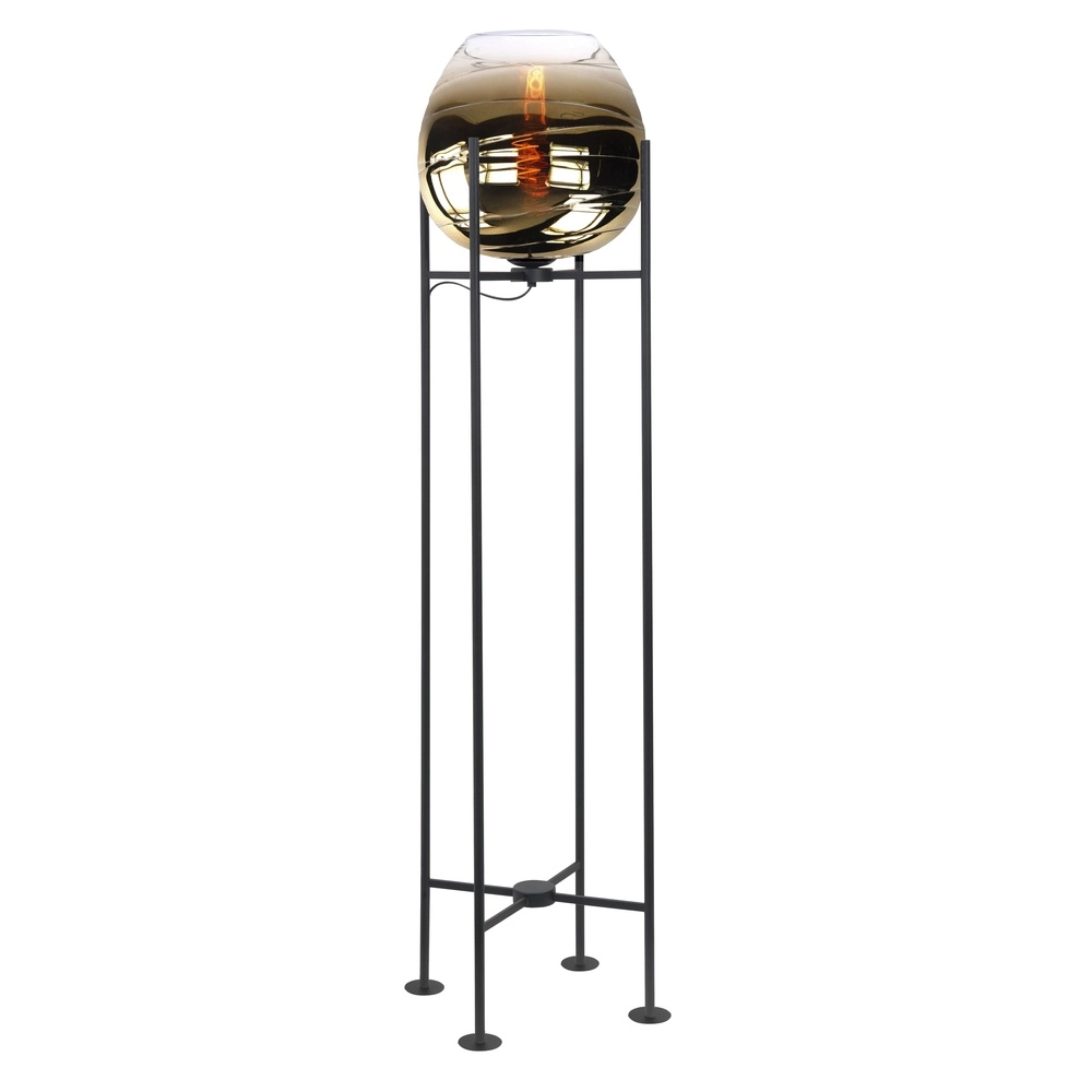 Vloerlamp Fantasy zwart met bruin glas 140cm