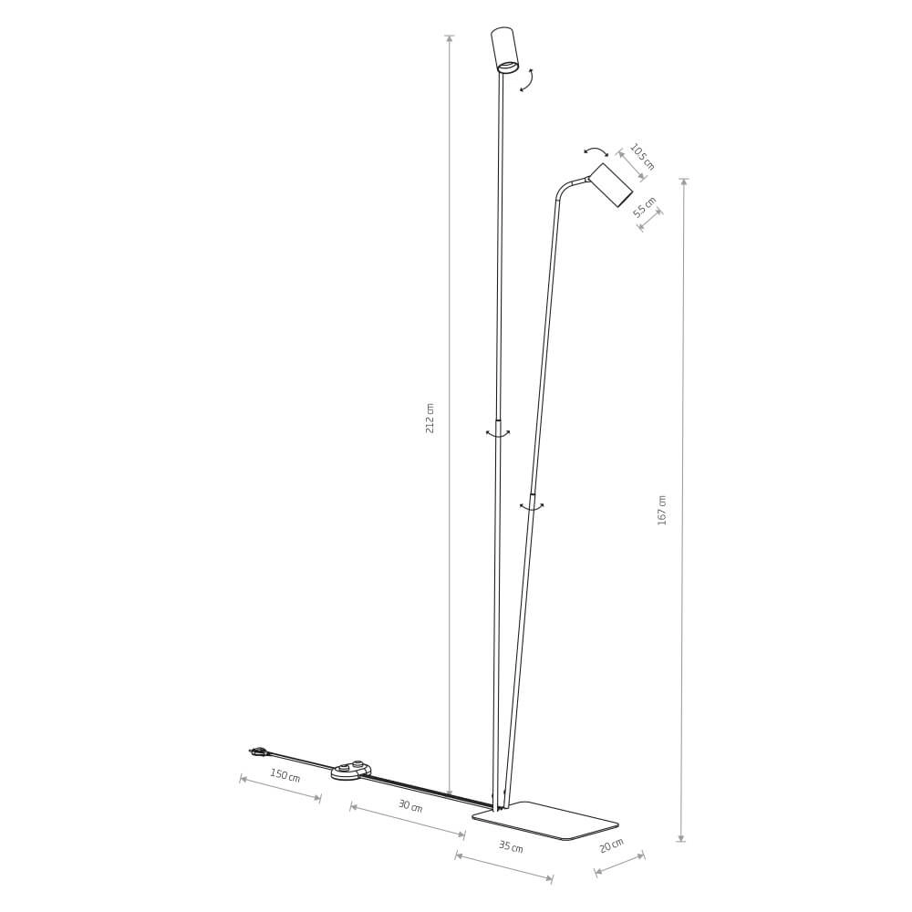 Zwarte leeslamp Mono 2-lichts Lyora 5903139771894