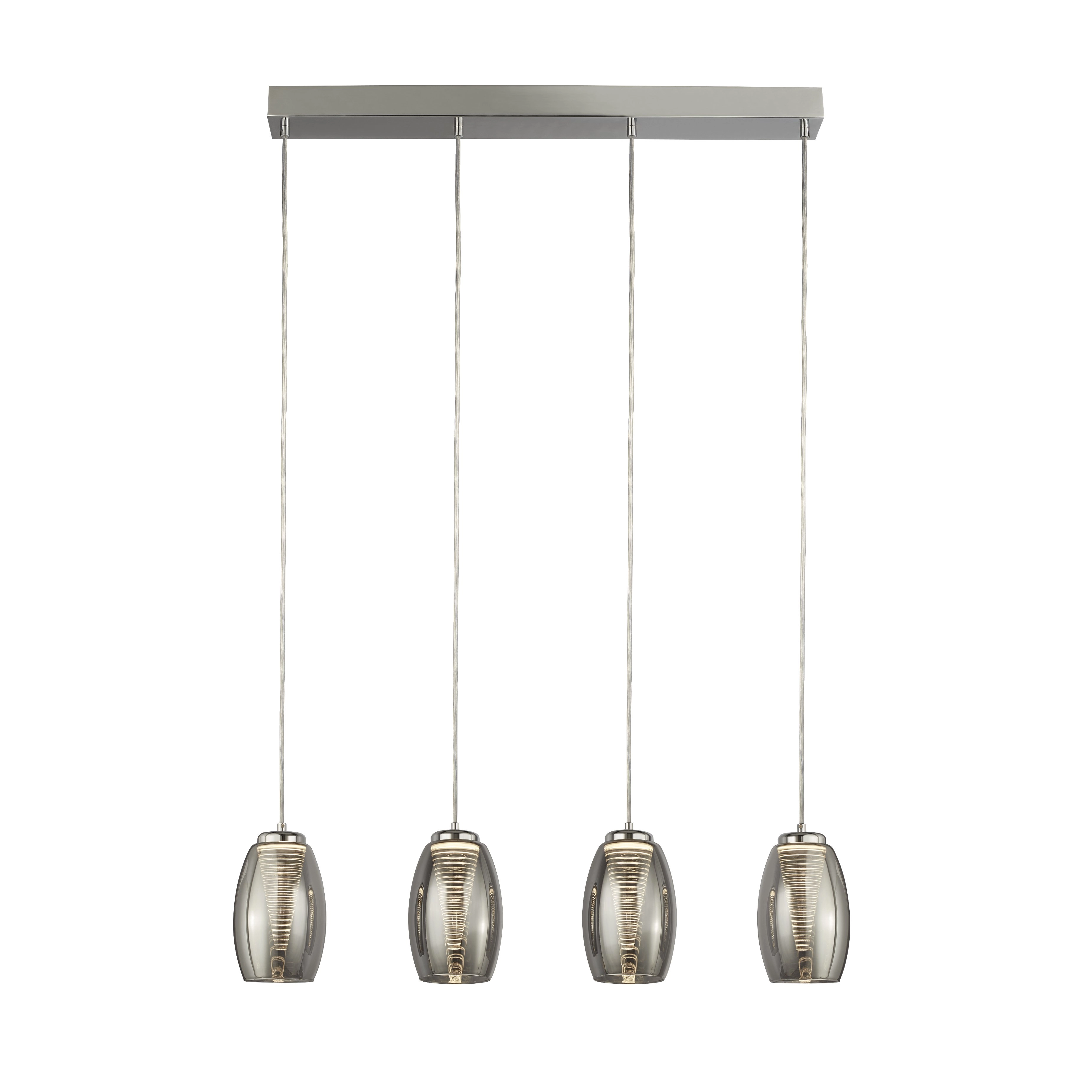 Eetkamer hanglamp Cyclone chroom met smoke glas Searchlight 5053423174525