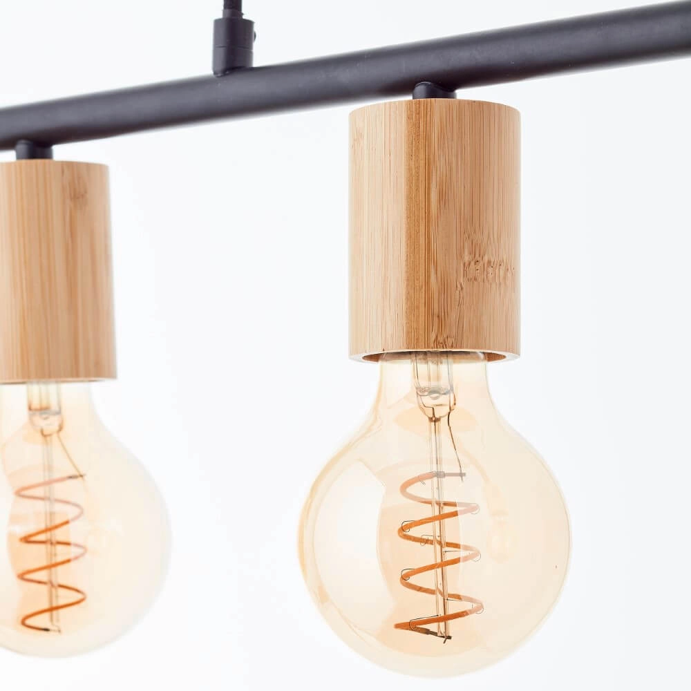 5-lichts hanglamp Kerry zwart met hout Brilliant 4004353408960