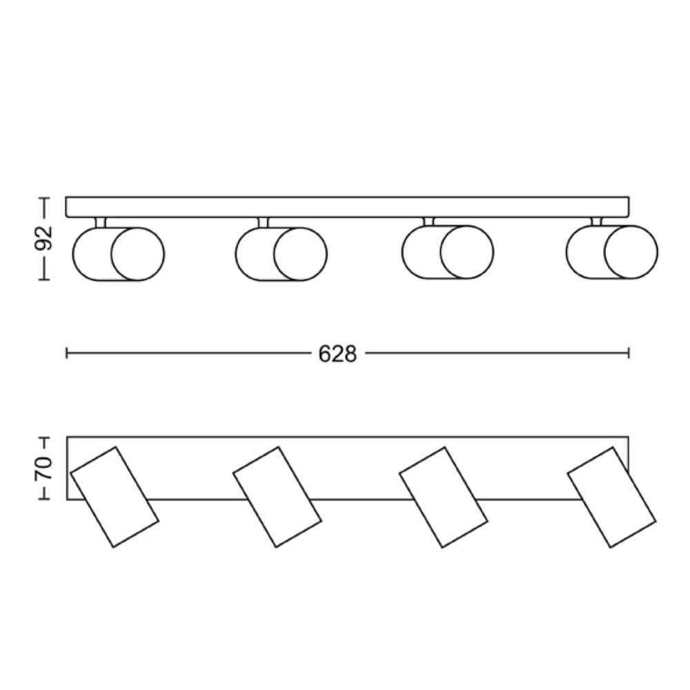 Witte plafondspot Kosipo 4-lichts Philips 8719514435278