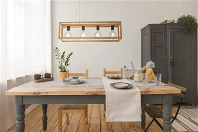 Hanglamp Eetkamer Square Hout Searchlight 5053423189376