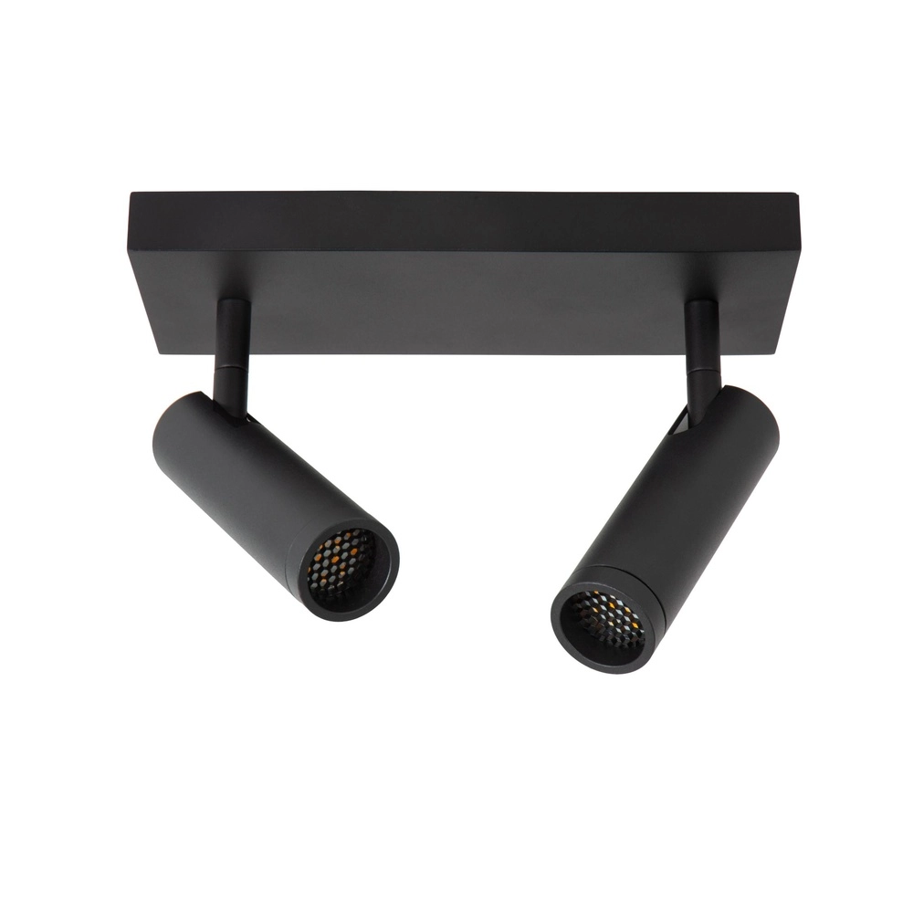 Strakke plafondlamp Grado 2-lichts zwart