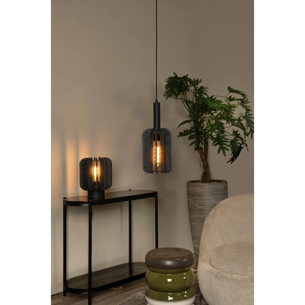 Strakke hanglamp Rafal zwart met grijs Lucide 5411212452764