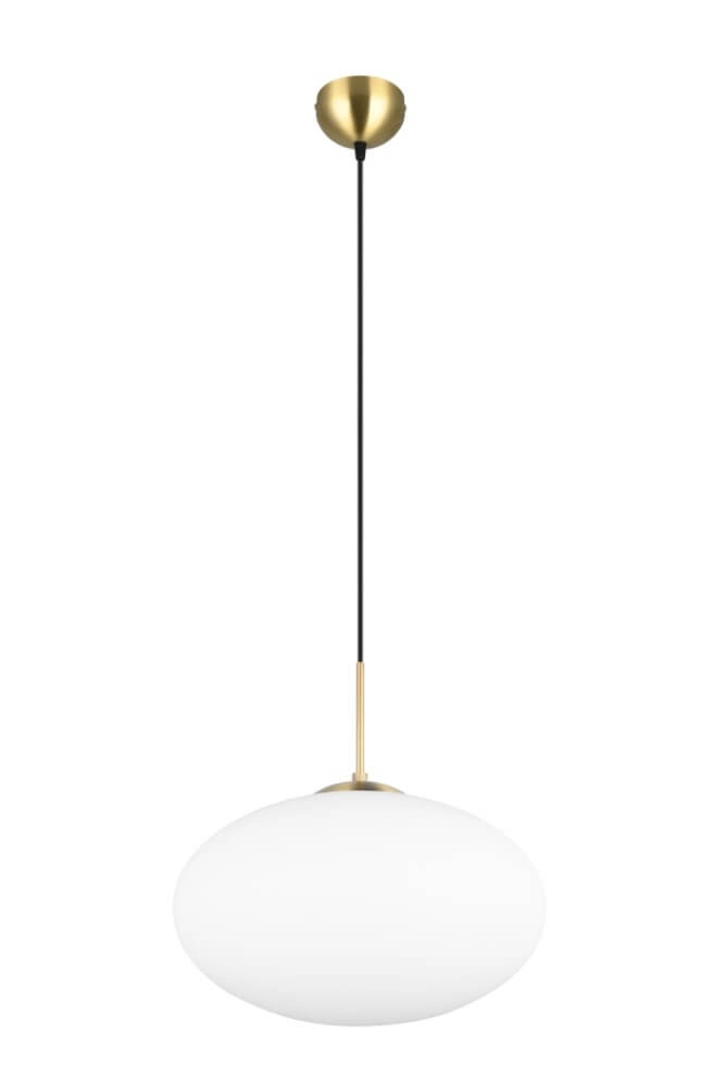 Ovale hanglamp Fomento Ø 40cm - messing met wit glas Trio 4017807616231