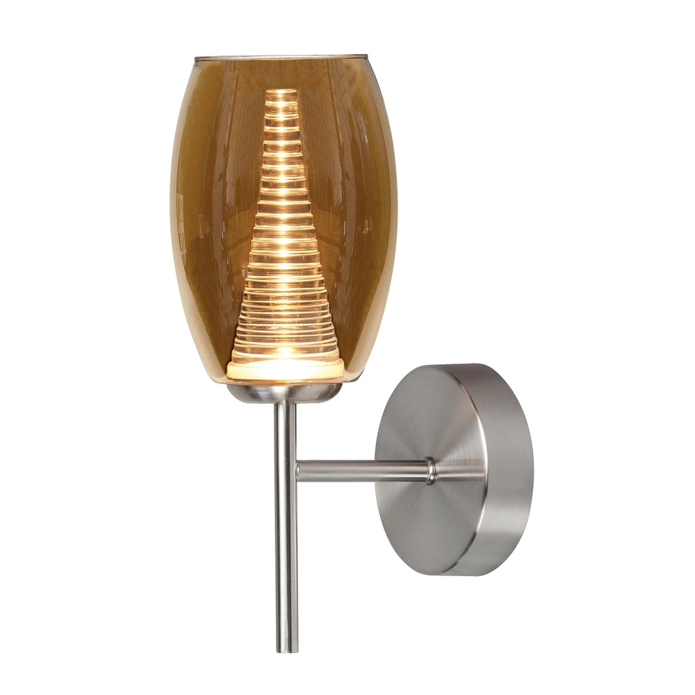 Wandlamp Nebula nikkel met amber glas