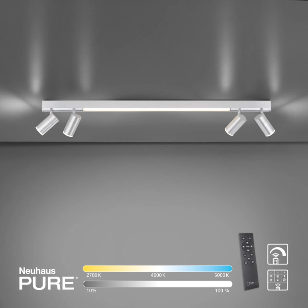Strakke plafondlamp Pure Lines Spot aluminium Paul Neuhaus 4012248366370