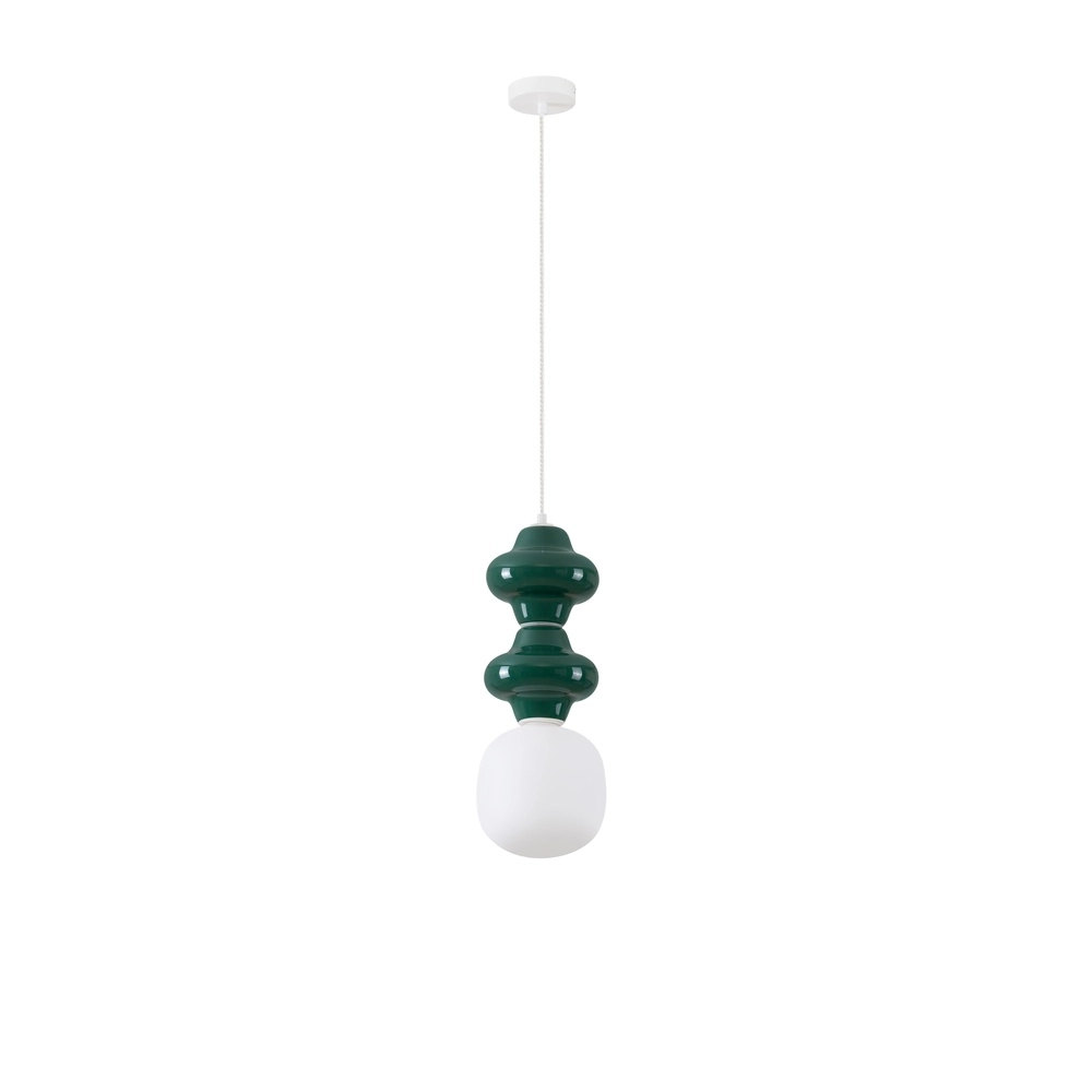 Hanglamp Clio M groen keramiek met wit glas Lyora 5212017461247