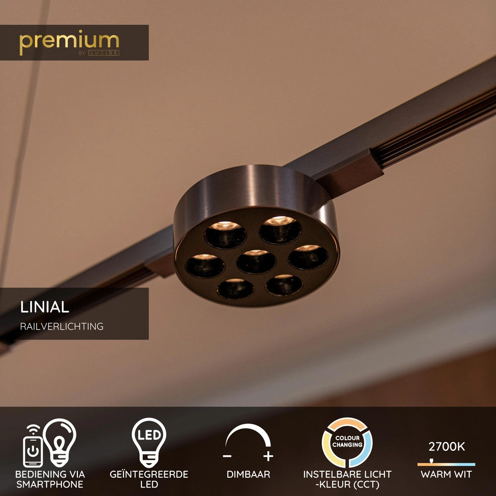 1-fase railspot Linial Xavi mat zwart chroom Premium by Lucide 5411212552563