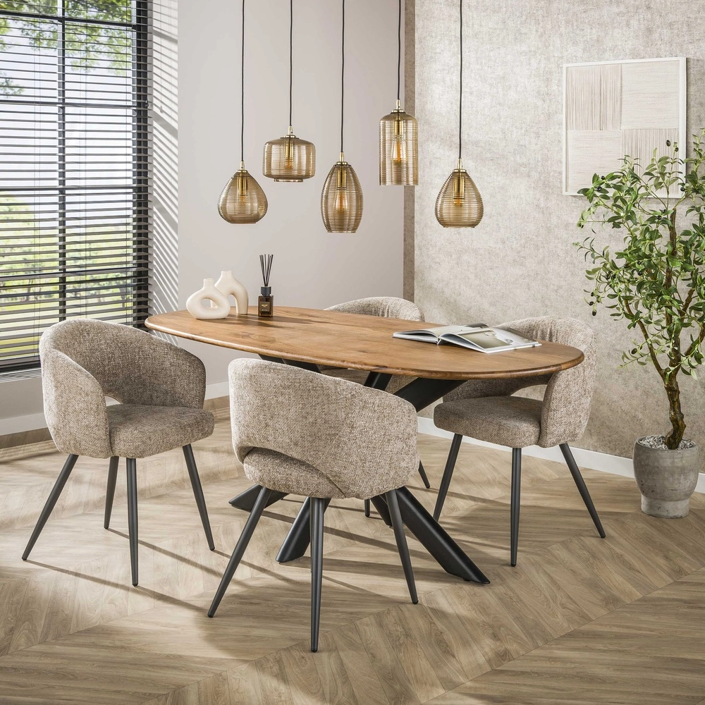 Eetkamer hanglamp Stripe 5-lichts - geribbeld glas Lyora 8716803511118