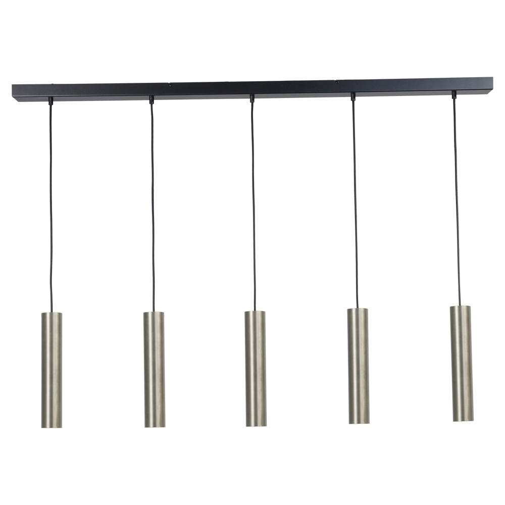 Eettafel hanglamp Run 5-lichts rvs cilinders